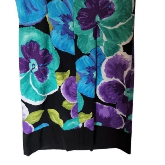 ABStudio Sleeveless Tank‎ Dress Violet Flower Size 6 Floral Black Casual - Picture 10 of 10
